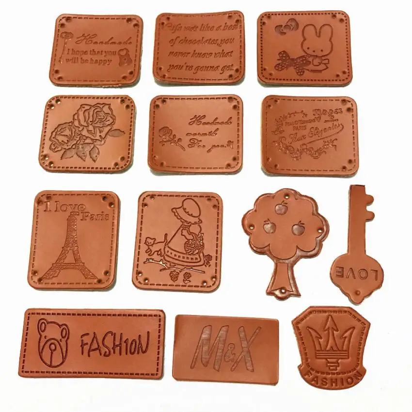 30Pcs 14Styles Patches for Clothes PU Leather DIY Handmade