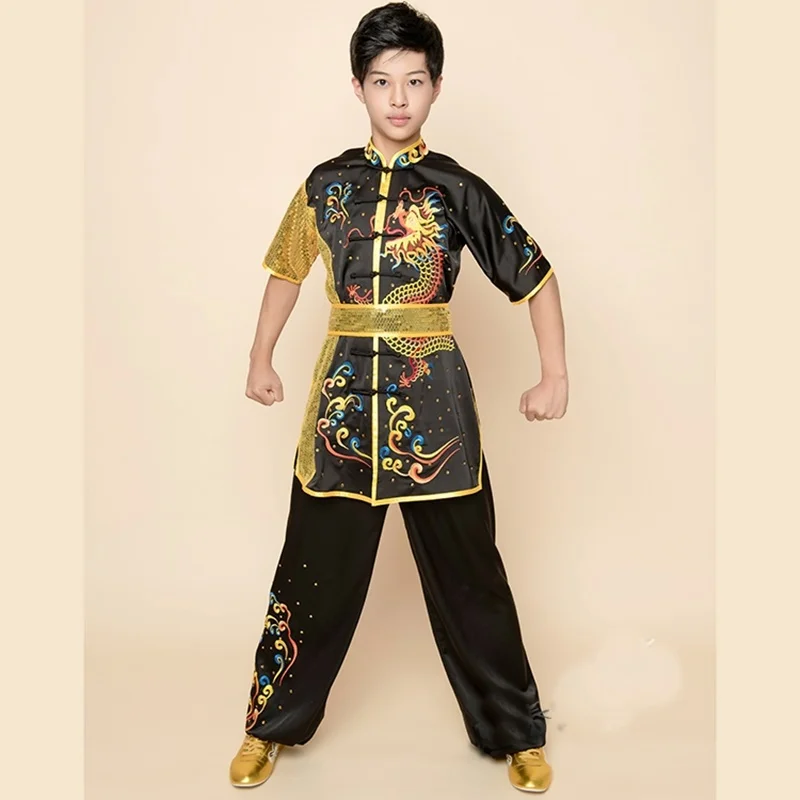 Kids Long Sleeve Martial Arts Kung Fu Suit Dragon Totem Uniform Traditional China Ancient Costume KINDOYO Boys Chinese Tang Suit