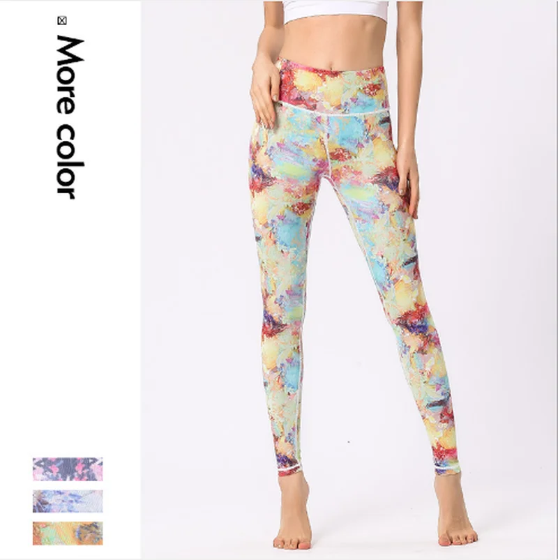 

Women Sexy High Pants Printed Pants Running Jogging Fitness Training Trousers Sports Workout Leggings Sporting Clothes