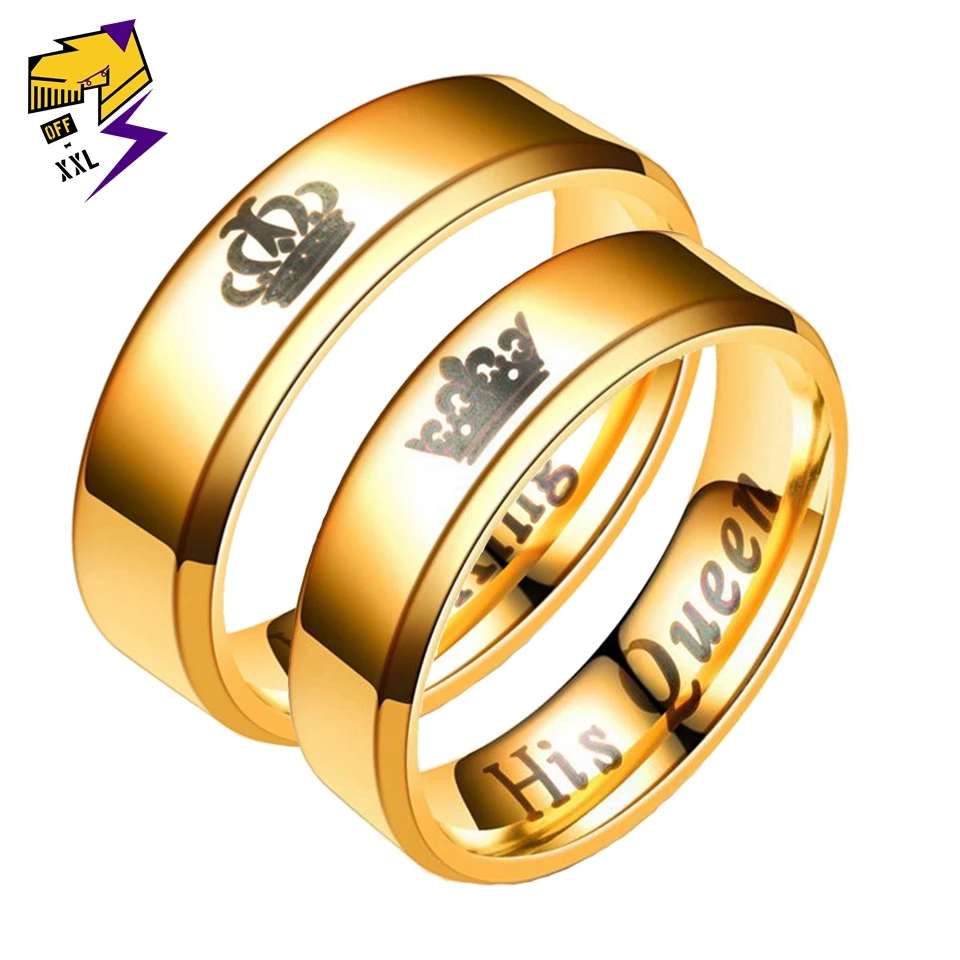 Кольцо с надписью His Queen Her King для женщин и мужчин кольца на палец из нержавеющей
