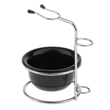 2 в 1 Серебряный Нержавеющая сталь средства для бритья, подставка держатель с акриловая для бритья кисти, миска кружка комплект