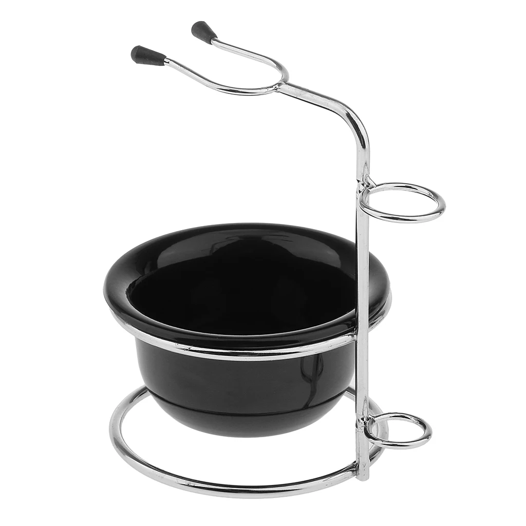 2 in 1 Silver Stainless Steel Shaving Tools Stand Holder with Acrylic Brushes Bowl Mug Kit | Красота и здоровье