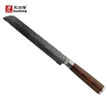 Sunlong 8 zoll brot hochwertige Japanische muster stahl Damaskus stahl messer farbe holzgriff brot messer küche werkzeuge