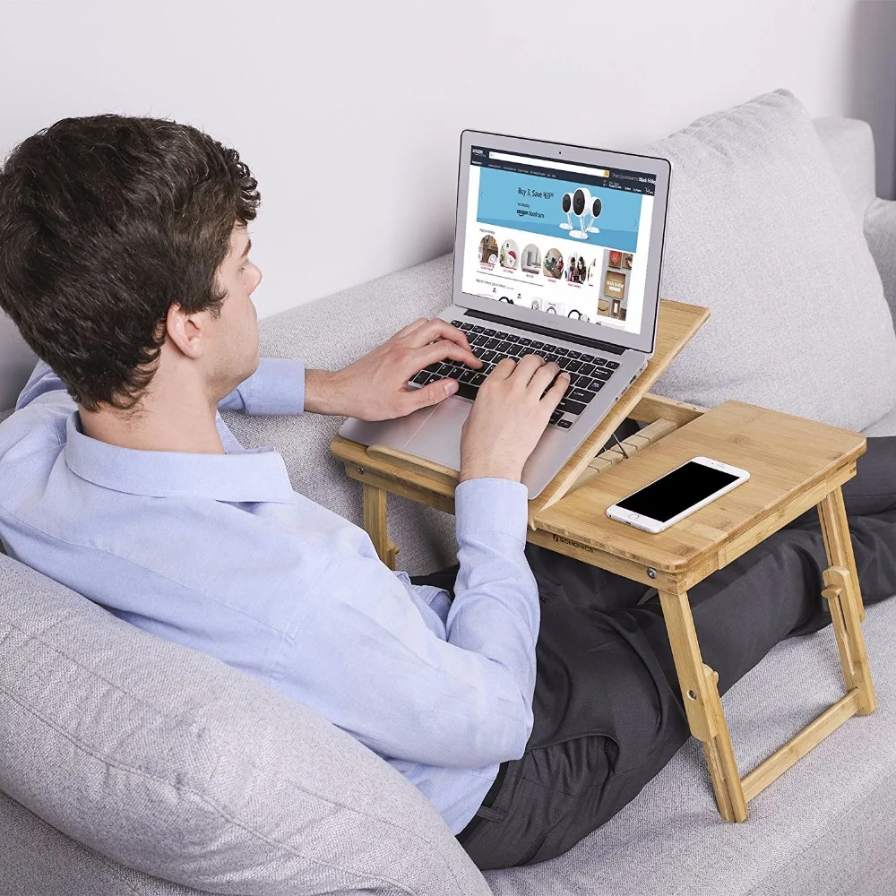 Laptop Desk Kids Table Adjustable 100% Bamboo Foldable Breakfast Serving Bed Tray Tilting Top Drawer TV Dinner Tray Laptop Desk Kids Table Adjustable 100% Bamboo Foldable Breakfast Serving Bed Tray Tilting Top Drawer TV Dinner Tray