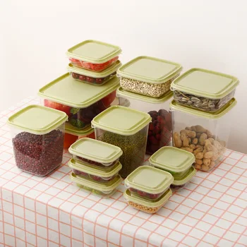 

17Pcs/Set Food Container Fresh Box Kitchen Grain Storage Sealed Cans Household Plastic Covered With Transparent Jar