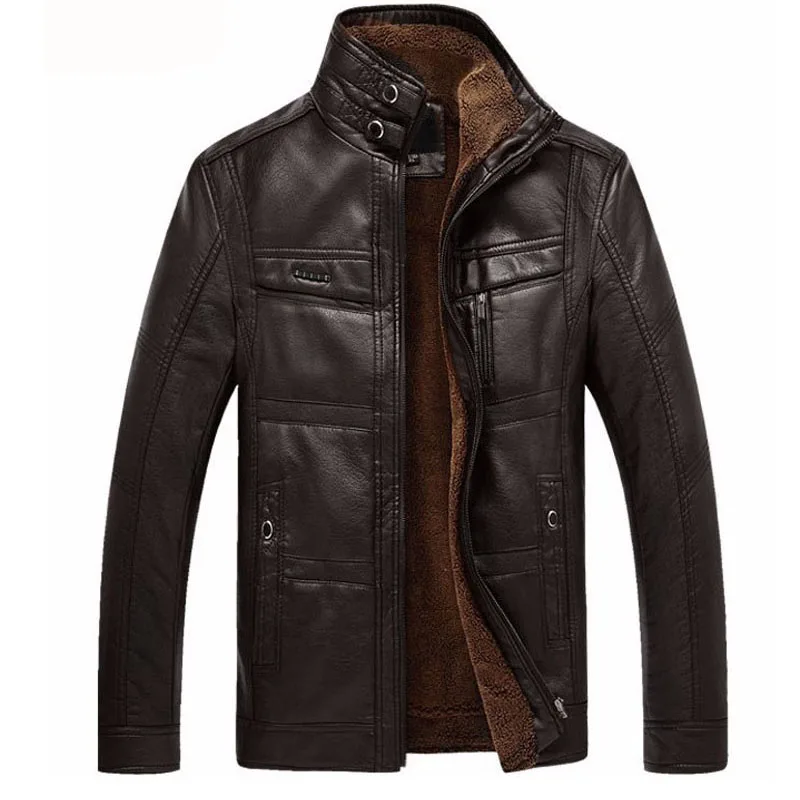 سميكة الشتاء سترة جلدية الرجال معاطف 2019 عالية الجودة الرجال الأعمال فو الفراء الصوف بو سترات من الجلد Chaqueta كويرو هومبر