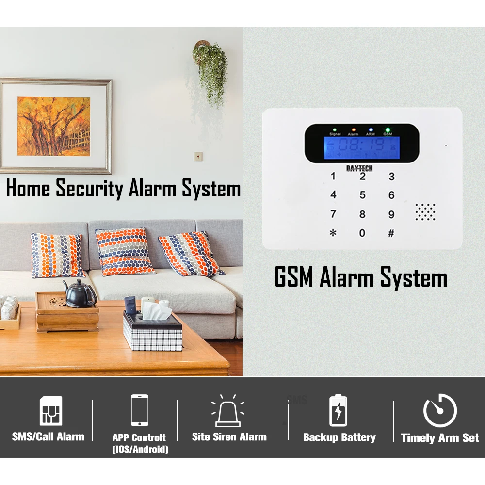 Беспроводная GSM сигнализация DAYTECH система управления через приложение (IOS/Android) Wi Fi