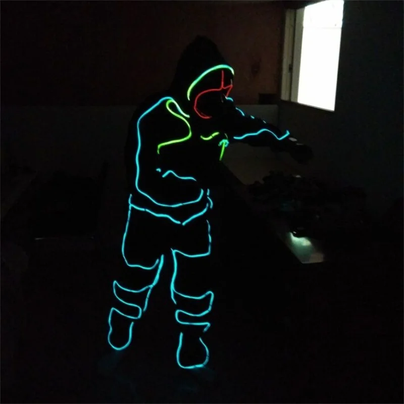 Wecool wholesale price EL wire glowing costumes suit for dj stage dancing performance Wecool wholesale price EL wire glowing costumes suit for dj stage dancing performance