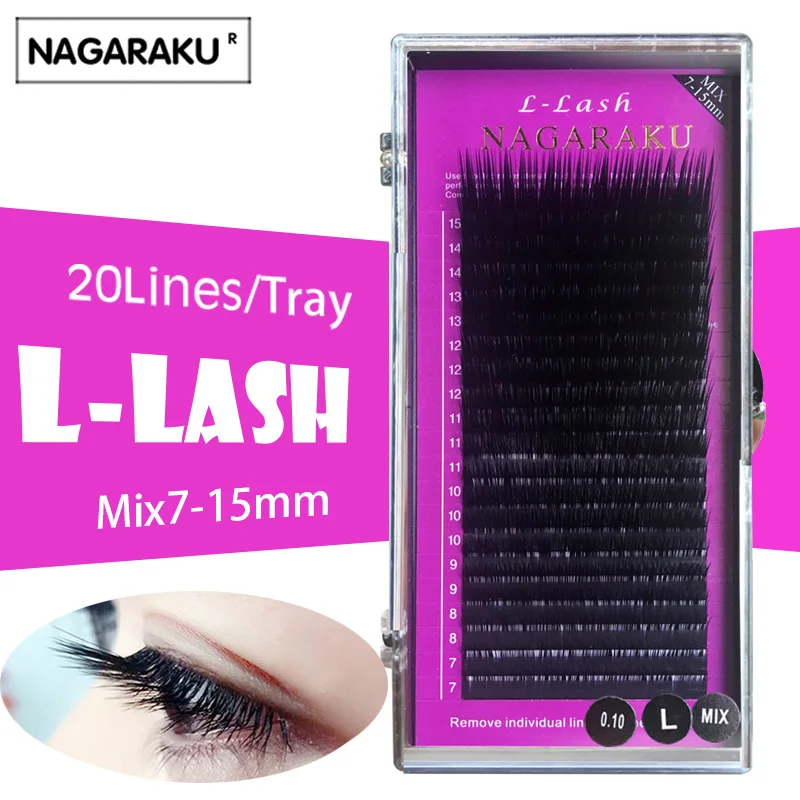 NAGARAKU N curl L 7 ~ 15 мм mix искусственные норковые Индивидуальные ресницы мягкие