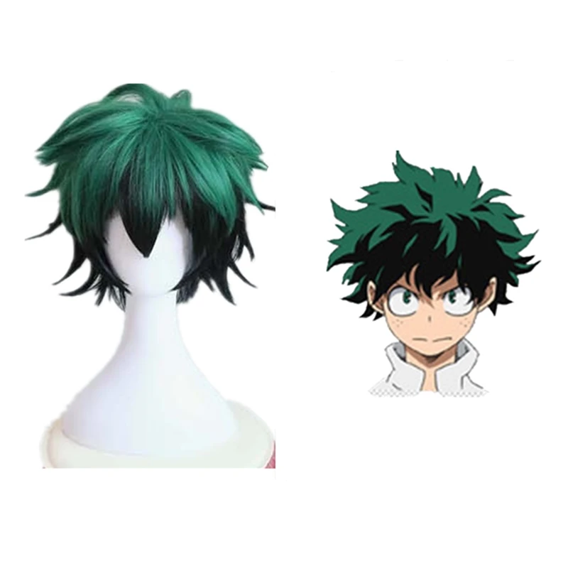 Парик My Boku no Hero моя геройская Академия Izuku Midoriya Короткие Зеленые черные
