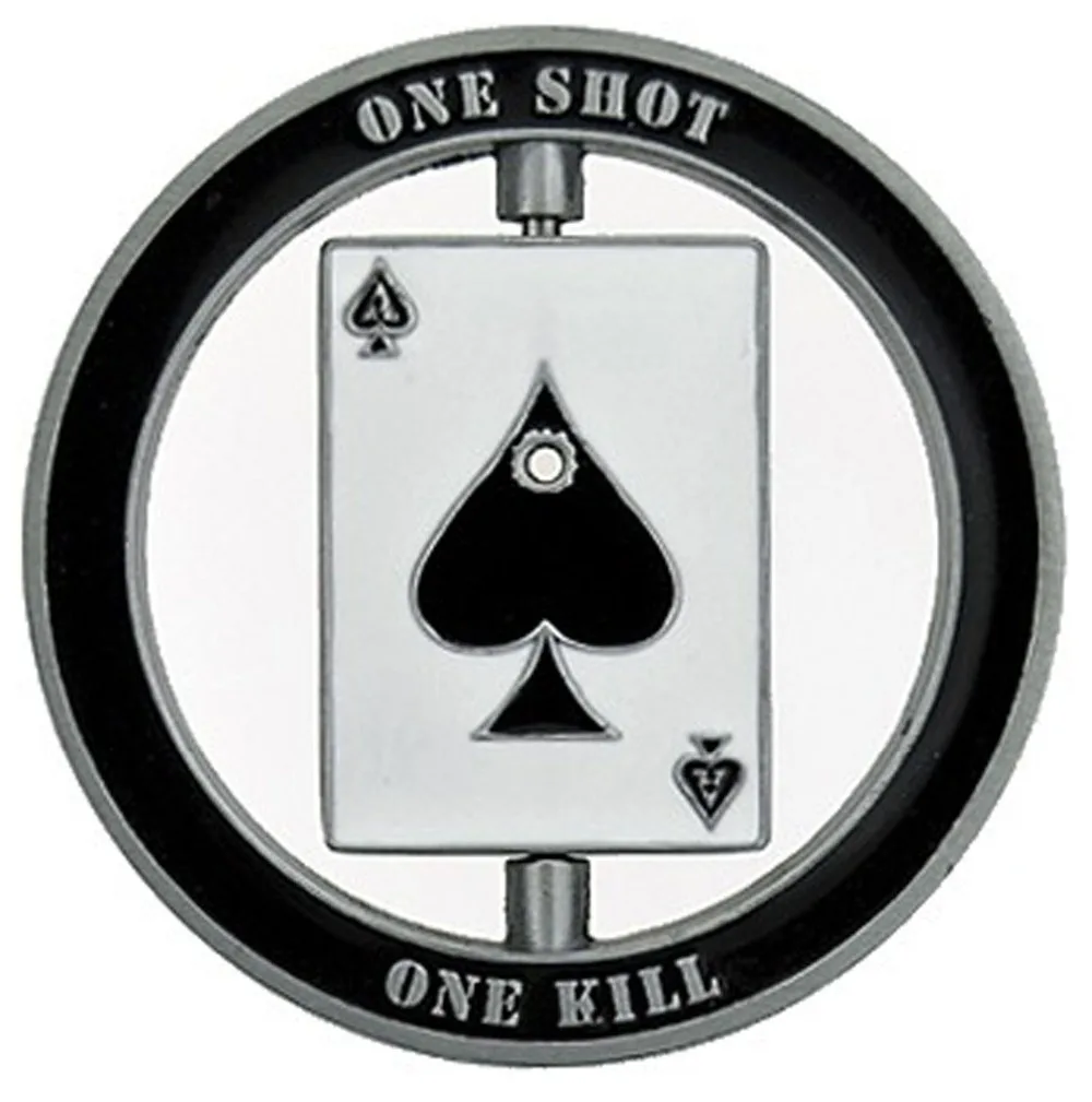 Sniper One Shot One Kill Skull Spinner Military Challenge Coin, (2)