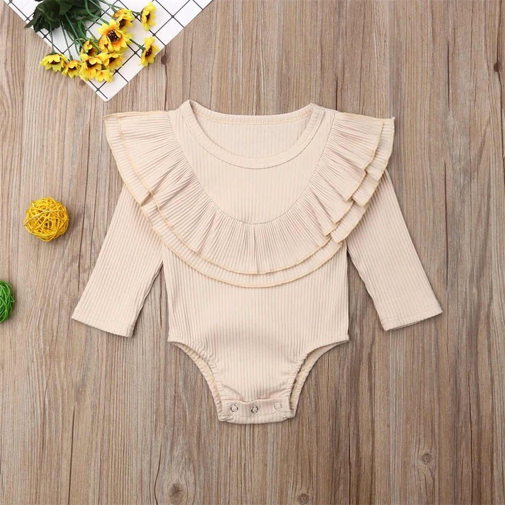 spring autumn clothing newborn baby girl boys ribbed solid body