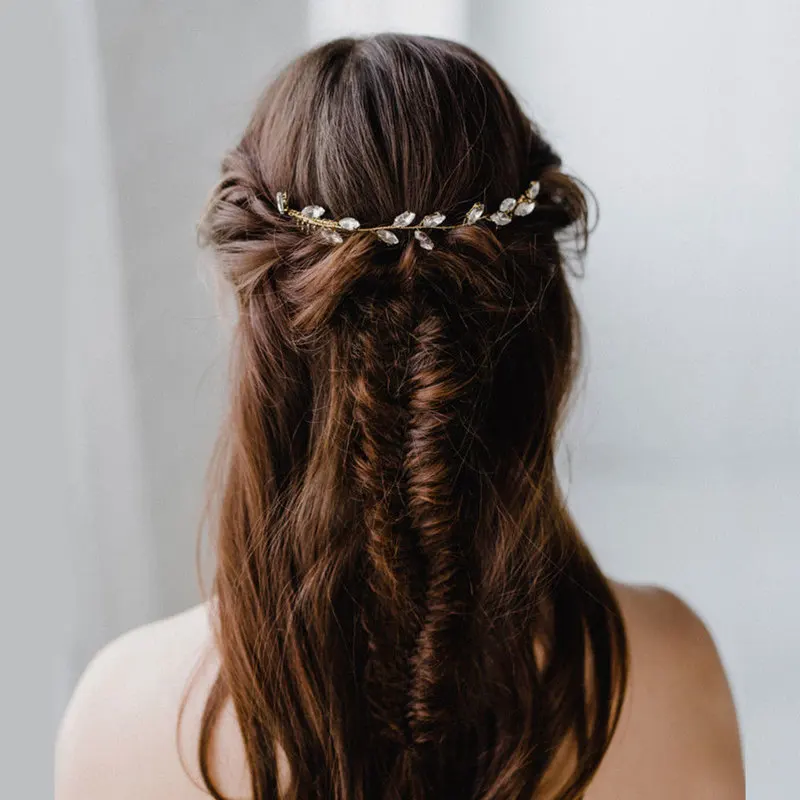

Bride Wedding Jewelry Headdress Rhinestone Pearl Crystal Headdress Crown Hair Ornaments Handmade Wedding Hair Jewelry
