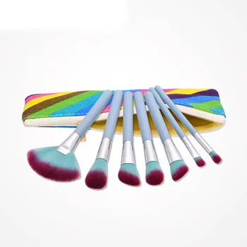 

7Pcs Professional Makeup Brush Set Light Blue Handle Foundation Powder Eyeshadow Cosmetic Brushes Make Up Brush Tools With Bag