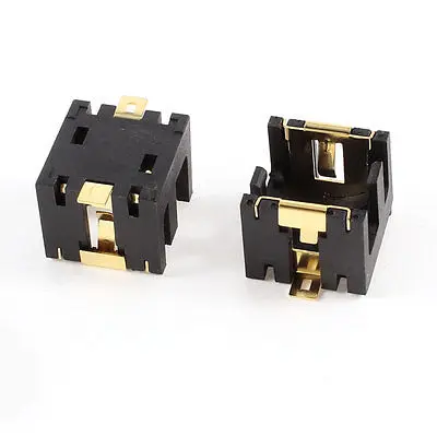 

2 Pcs Black Plastic Button Coin Cell Battery Socket Holder for 2 x AG13/LR44