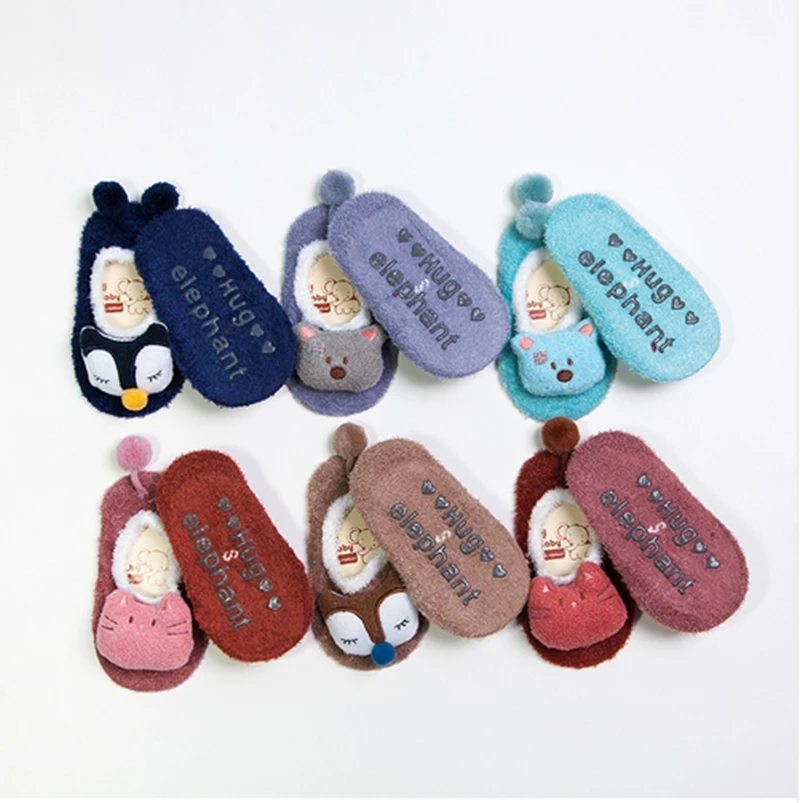 Cute Newborn Shoes Baby Kids Toddler Anti Slip Shoes New Autumn Winter Cartoon Slipper Floor Socks Boots Baby Socks