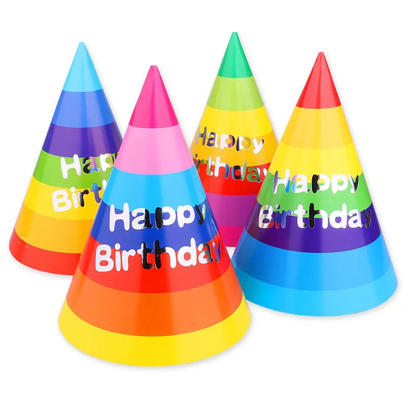 FUNNYBUNNY радужные конусные шляпы для дня рождения, украшения для вечеринки на день рождения, детские шляпы для мальчиков на Хэллоуин, вечерние шляпы принца