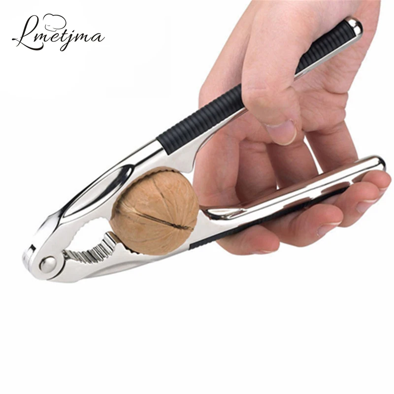 

LMETJMA Metal Nut Cracker Stainless Steel Walnut Nut Cracker Kitchen Anti-slip Nutcrackers Pecan Nuts Cracker Opener Tools S0004