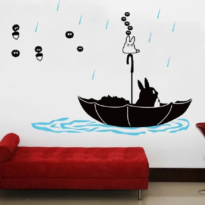 

Cute cartoon totoro wall stickers home vinyl decor cartoon children bedroom decoration cat wall paper living room art decal