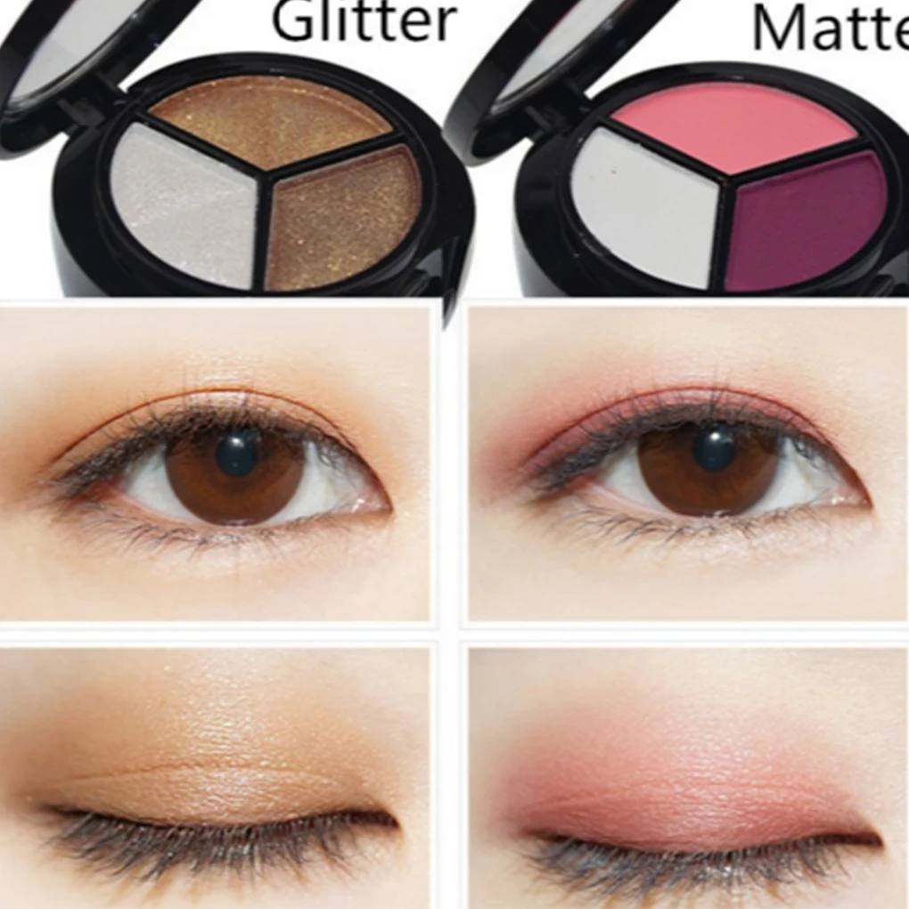 

3 Colors Eye Shadow Palette Smokey Matte Waterproof Glitter Eyeshadow Makeup Women Girls Cosmetics