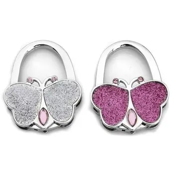 

DSHA New Hot Set Folding Butterfly Handbag Purse Metal Rhinestone Hook Hanger Holder 2.2x1.7"