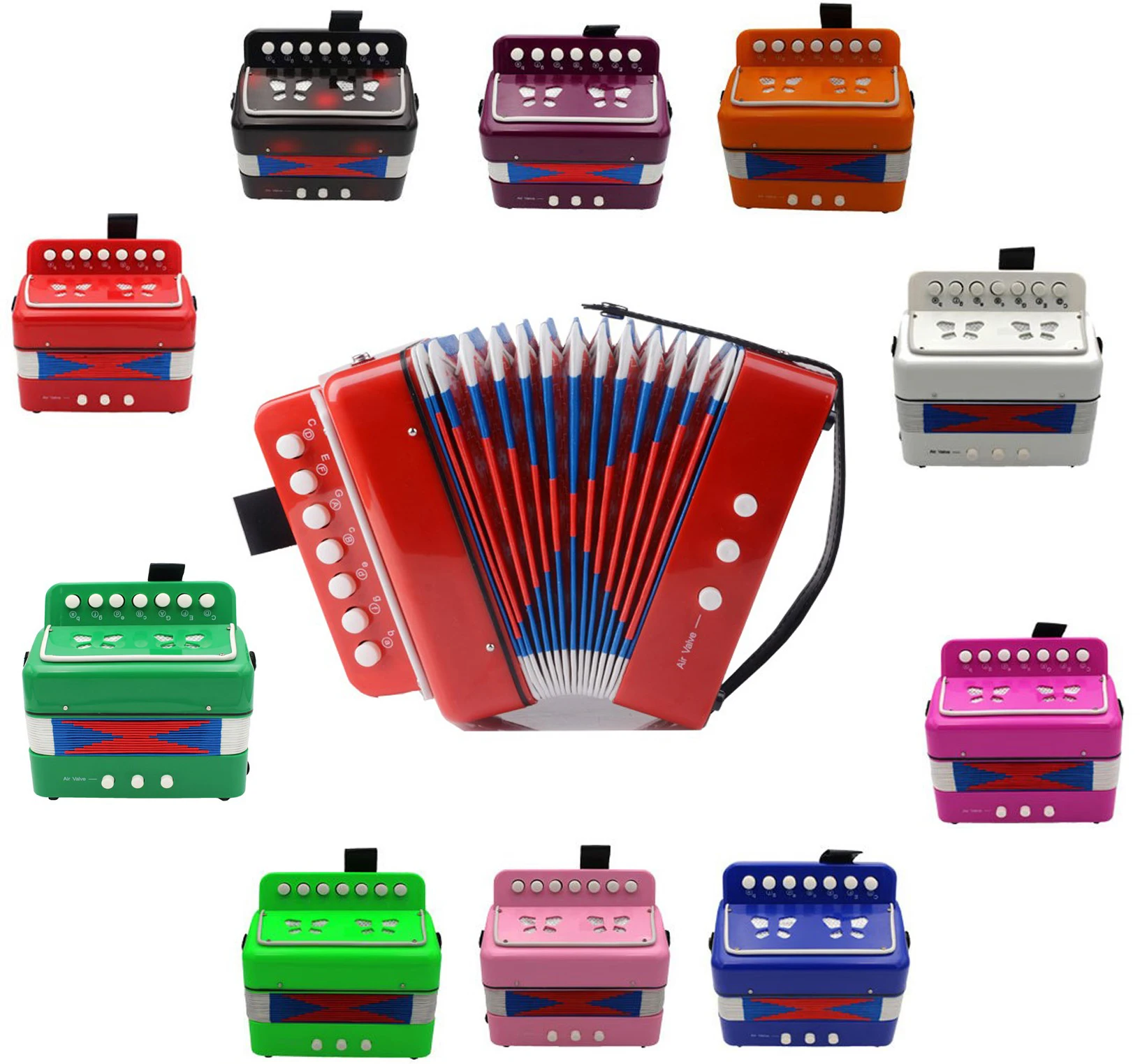 Free shipping!7 Keys 2 Bass Kids Children Accordion Educational toy Accordion 3+ ages Accordion(9 colors optional