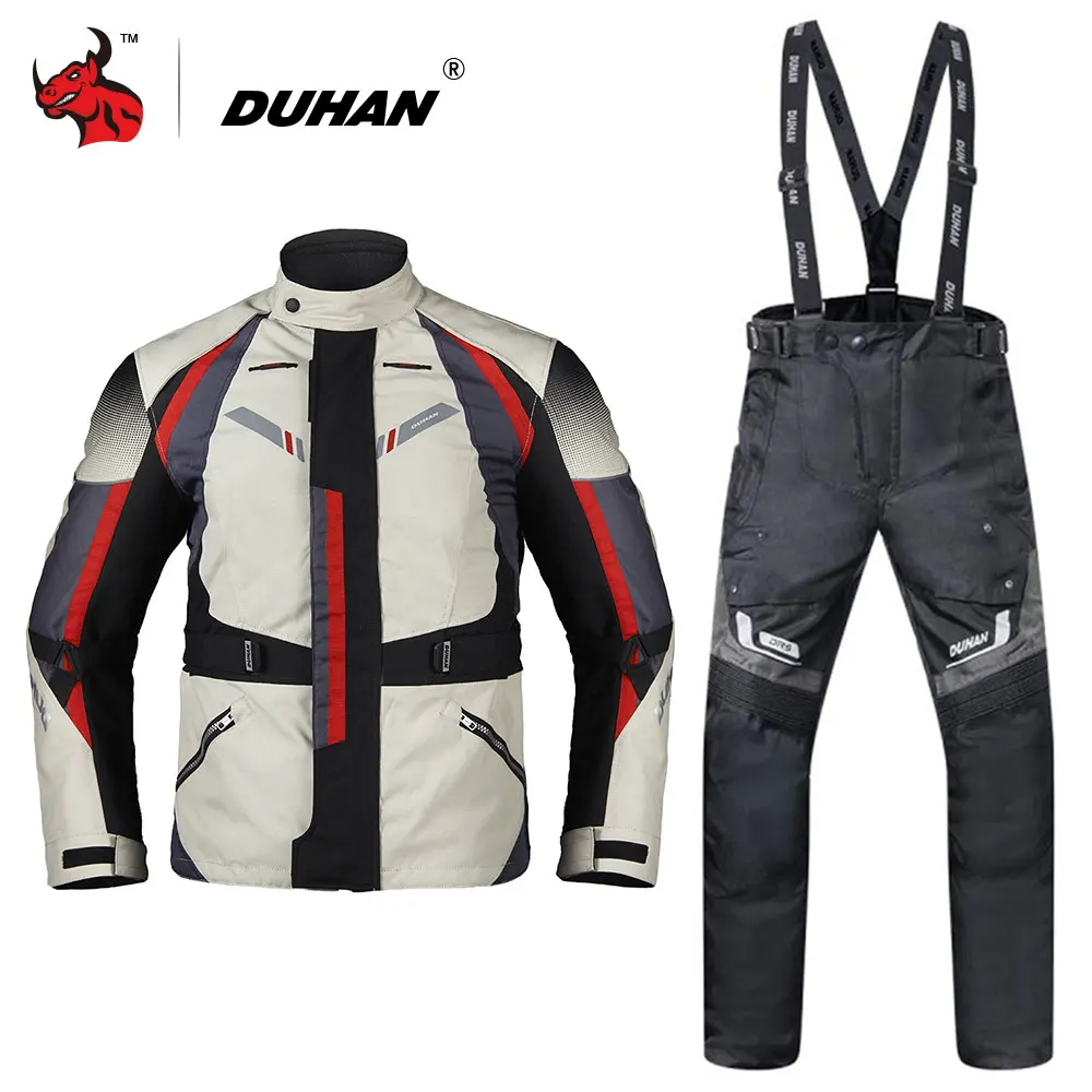 

DUHAN Men Motorcycle Jacket Moto Autumn Winter Touring Clothing Suit Waterproof Cold-proof Motorcycle Pants Set Protective Gear