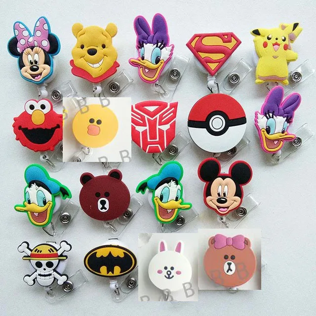 

18PCS/lot Good Quality Card Badge Holder Retractable Pull Cartoon Badge Reel ID Tag Clip 18 pattern to choose