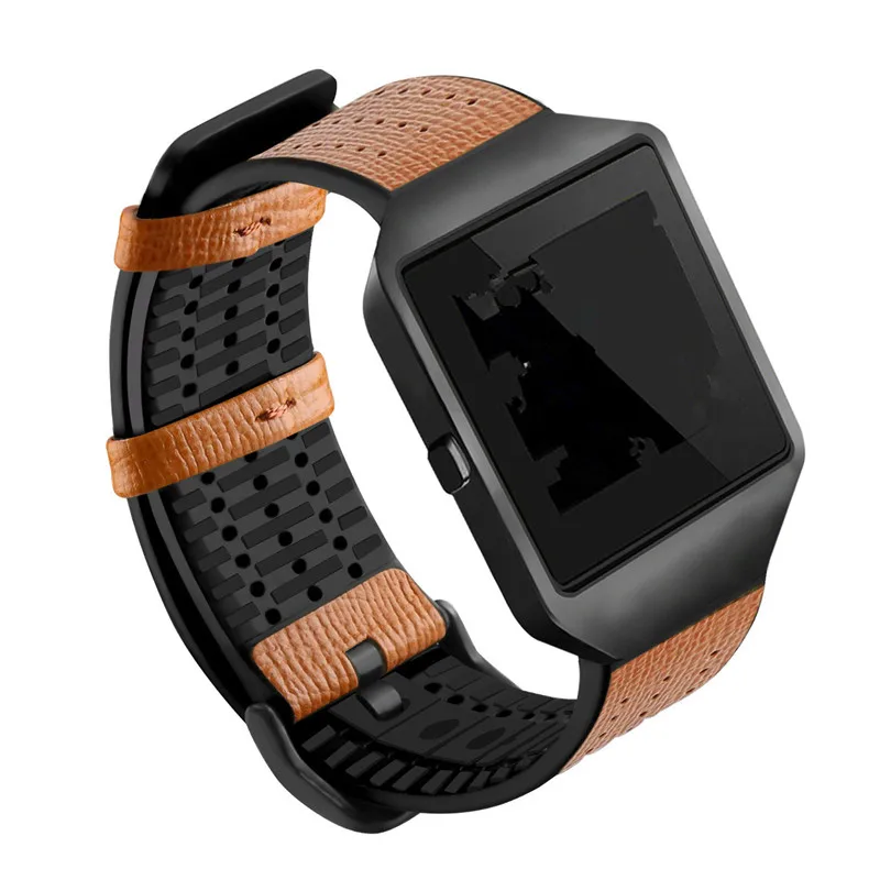 COMLYO для Fitbit Blaze ремешок из искусственной кожи браслет из натуральной кожи+ TPU дышащий ремешок для Fitbit Blaze Смарт часы ремень - Цвет: Color2
