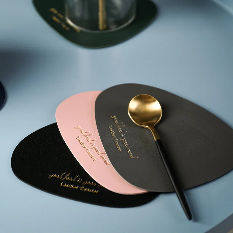 

Chic Oval Tablemat Candle Cushion Fragrance Placemat Pu Leather Heat Insulation Waterproof Defence Oil Coaster 1pc