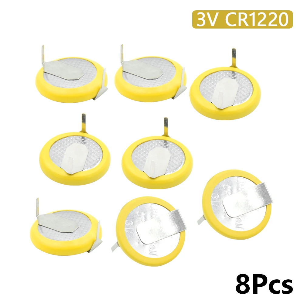 

8pcs/lot 3v 55mAh Cr1220 Button Battery Coin Cell Battery Replacement With 2 Solder Tabs Single Use Cr1220 Bateria Long Lasting