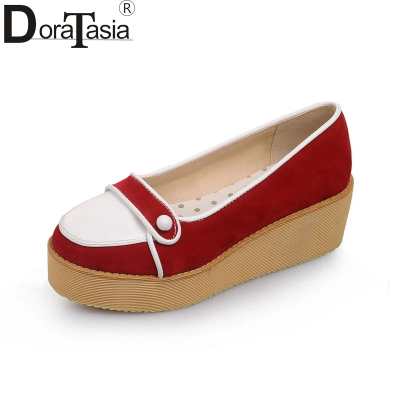 

DoraTasia 2018 Spring Autumn New Fashion Sweet Shallow Women Flat Platform Shoes Woman Big Size 33-43 School Girl Casual Shoes