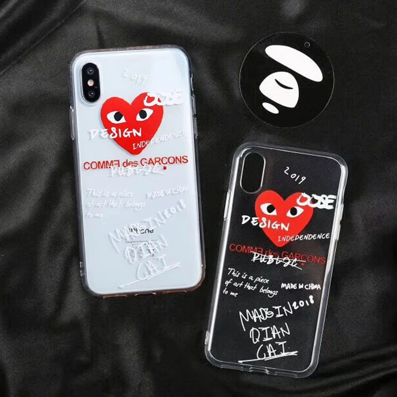 Trend Graffiti CDG Spelen Comme des Garçons Telefoon case voor iphone X 7 8  plus 6 6 plus Helder Transparante tpu Back Cover|Passende hoesjes| -  AliExpress