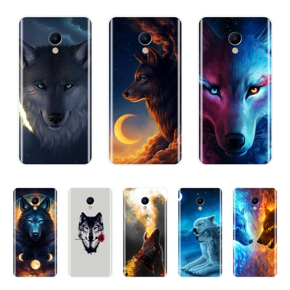 Флейта для Meizu M2 M3 M3S M5 M5C M5S M6 M6S M6T мягкая задняя крышка из ТПУ с волком Note