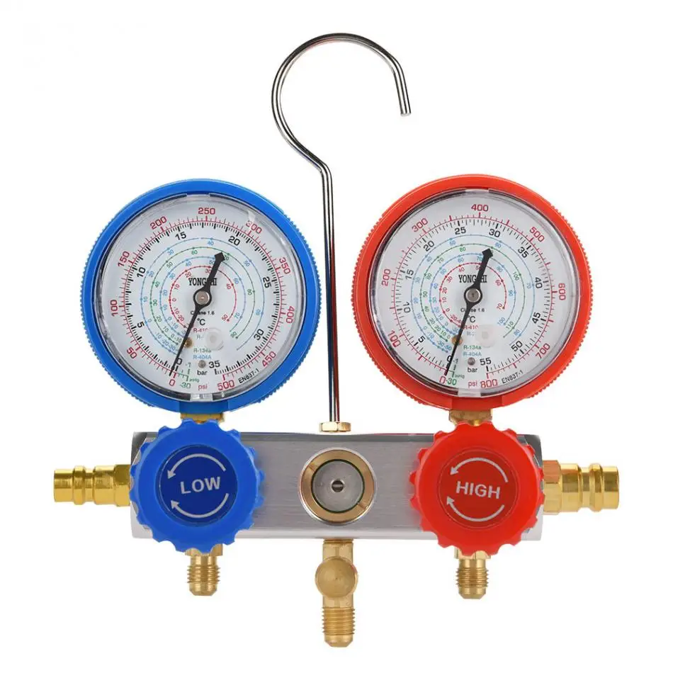 1 шт. 0~ 500Psi хладоагент кондиционирования воздуха Манометр диагностический Фтор коллектор Настольный комплект для установки манометра