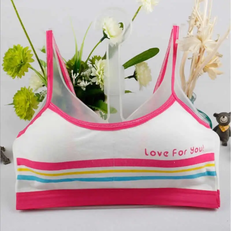 Girls Training Bras Stripe Girl bra Development Plus Pad Student Underwear Cotton Vest Kids Rainbow cotton bras