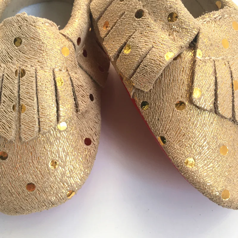 Пояса из натуральной кожи обувь для малышей Flash Dots Детская обувь Детские туфли-мокасины с бахромой мягкая подошва новорожденных Bebe
