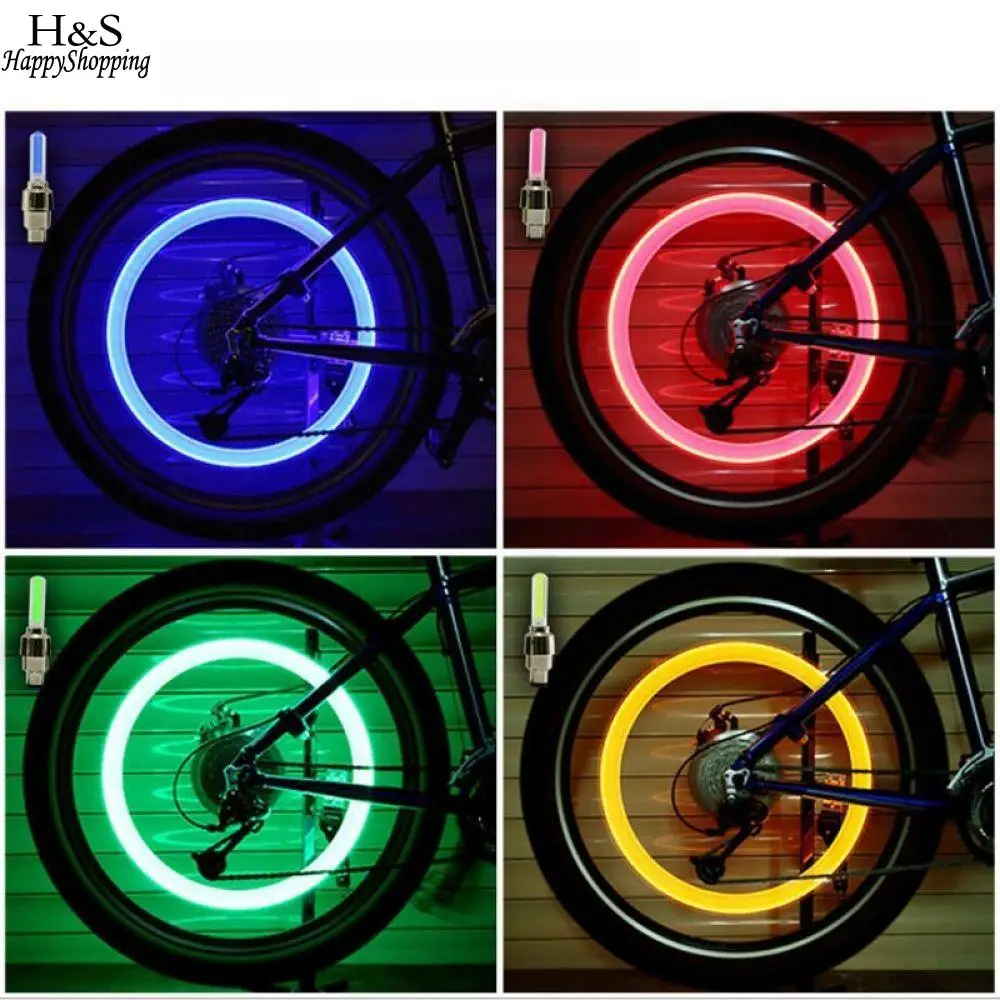 Clearance Bicycle Wheel LED Colorful light bycicle Car Caps lights Light Cycling Accessories Tyre Bike Spokes Bike Valve With battery 1