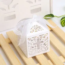 50pc Cross Candy Boxes Angel Gift Box For Baby Shower Baptism Birthday First Communion Christening Party Favor Bag 5x5x8cm
