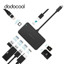 Dodocool USB C концентратор type C концентратор USB 3,0 4K видео HD выход порт RJ45 гигабитный Ethernet адаптер usb-хаб для MacBook Pro Galaxy S9