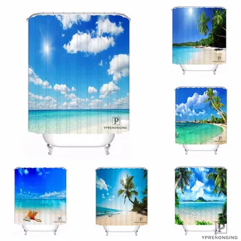 

Custom Beach Sand Palm Trees Waterproof Shower Curtain Home Bath Bathroom s Hooks Polyester Fabric Multi Sizes180509-15