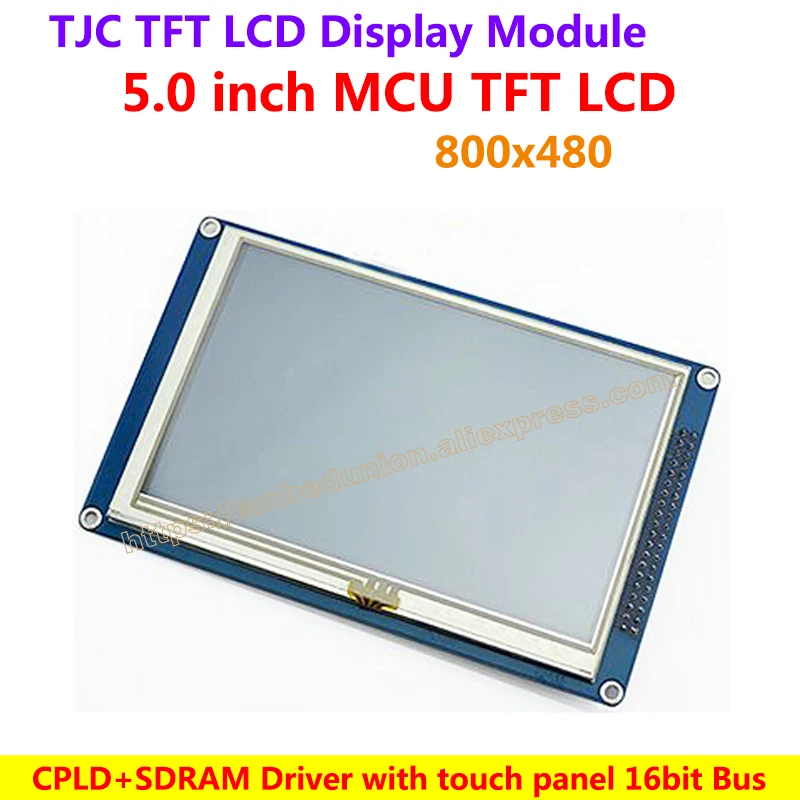 

TJC5.0 inch Military level MCU interface TFT LCD Module high jamming immunity industrial CPLD+SDRAM Driver 800x480 16bit Bus