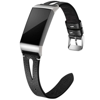

Genuine Leather Band Replacement for Fitbit Charge 3 Charge 3 SE Black Wrist Strap Watch Band For Fibit Charge 3 Small Large
