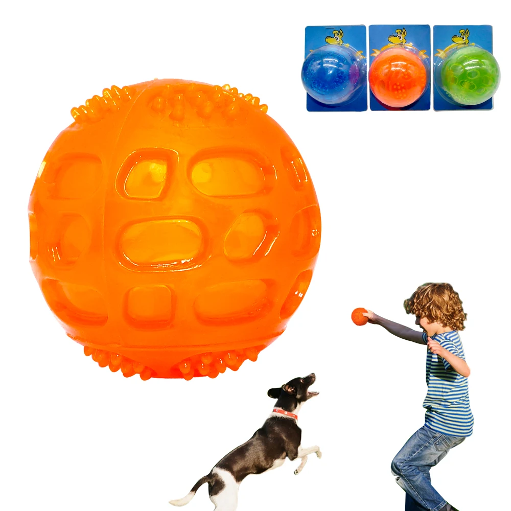 Dog Chew Toy Pet Squeak Ball Waterproof Sound Toys Rubber Teeth Clean Balls For Small Medium Large Dogs Pet Orange Blue GREEN