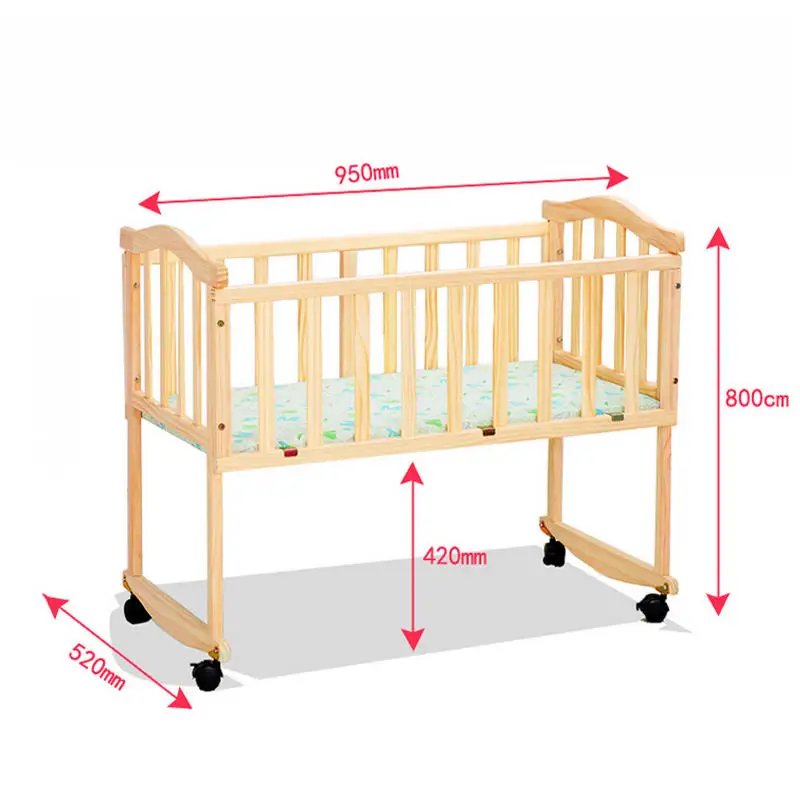 Beedome 4 колеса детская кровать с москитной сеткой/постельные принадлежности, можно изменить на качалка-колыбель, сосна детская кроватка
