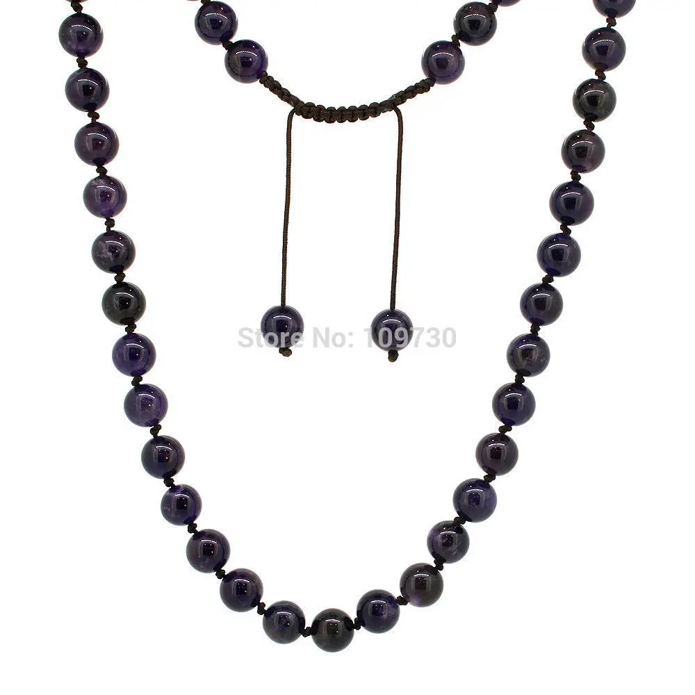 

Jewelr 003171 10mm Power-Healing Crystals Natural Birth Beaded Necklace Chain