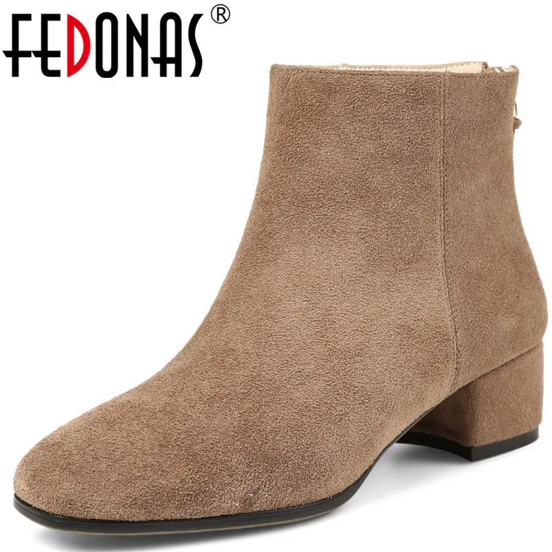 

FEDONAS Fashion Women Genuine Leather Ankle Boots Zipper Brand Design Quality Autumn Winter Warm Shoes Woman High Heeled Boots