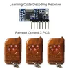 3 pièces 433 Mhz Télécommande et 1 pièces 433 Mhz Sans Fil Récepteur Code D'apprentissage 1527 Module de décodage 4Ch sortie Avec Bouton D'apprentissage ► Photo 1/6