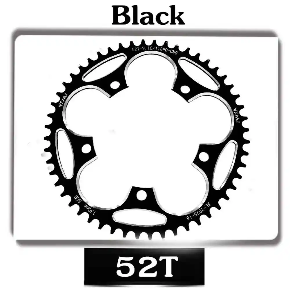 VXM дорожный двухколесный узкий широкий цепной круг 110BCD 130BCD Кривошип 50 T 52 T 54 T 56 T 58 T 60 T 7075 сверхлегкий алюминиевый сплав цепное колесо - Цвет: 130BCD 52T Black