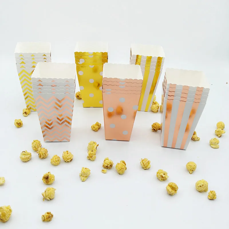 

36pcs Party Favor Gifts Rose Gold Popcorn Boxes Bakery Box Birthday Party Bridal Shower wedding Baby Shower Decorative boxes